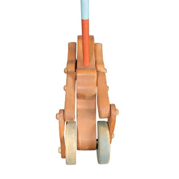 Vintage 11" Wooden Bear Walking Push Toy - Picture 6 of 8